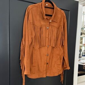 Fringe Suede Jacket - Tan